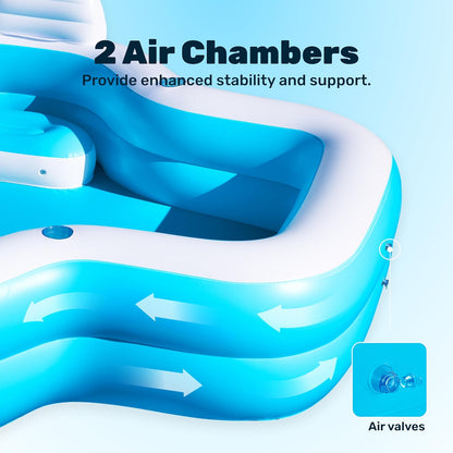 SLOOSH Opblaasbaar zwembad voor gezinnen met stoelen, 120" x 101" x 26" Full-Sized Blow Up Duurzaam verdikt bovengronds zwembad met rugleuning bekerhouders, zwembaden voor achtertuin zomer watergazon
