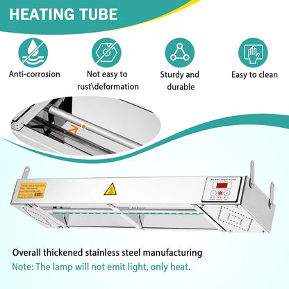 YJINGRUI Verwarmingslamp voor levensmiddelen, 650 W, warmer, met instelbare temperatuur van 30-100 graden Celsius, digitaal display voor restaurant, buffet, keuken