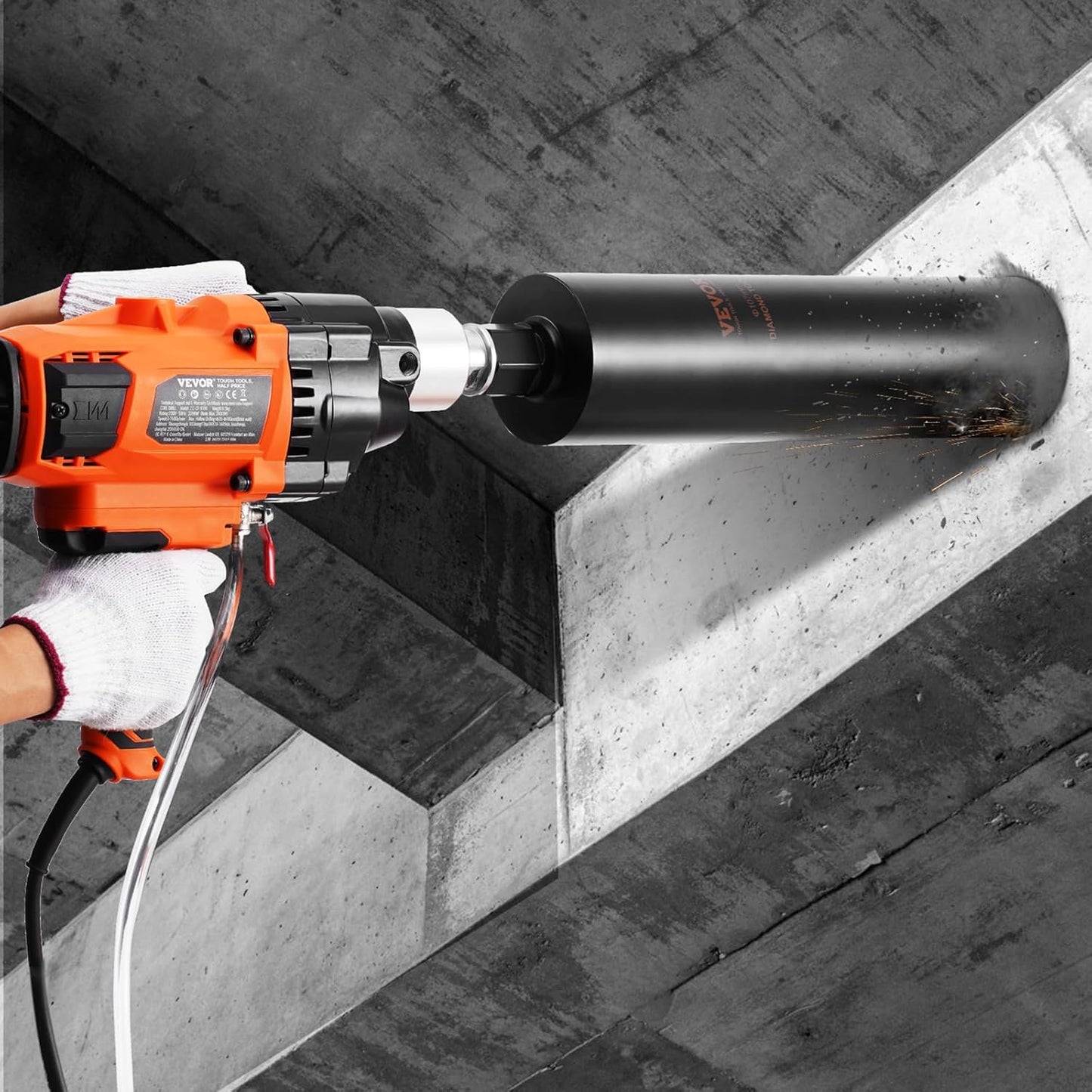 VEVOR Draagbare diamantkernboormachine met boordiameter 20 tot 180 mm, robuuste betonkernboormachine 2600 W met transporttas, voor het boren van beton
