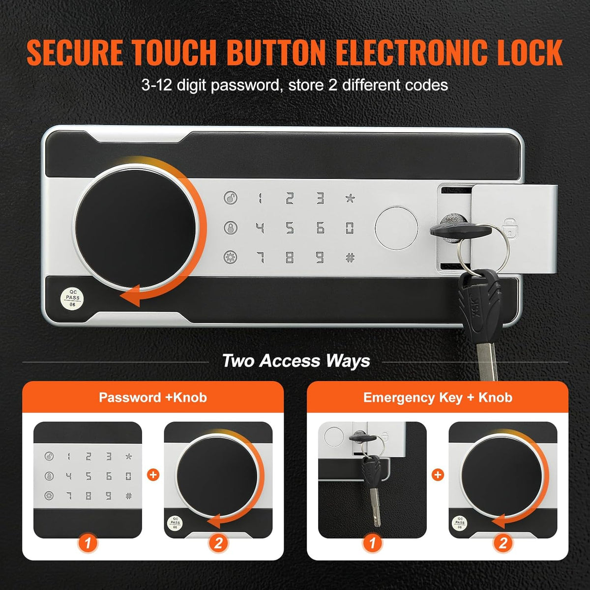VEVOR 1.7 Cub Depository Safe, Deposit Safe with Drop Slot, Electronic Code Lock and 2 Emergency Keys, 17.71" x 13.77" x 13.77" Business Drop Slot Safe for Cash, Mail in Home, Hotel, Office