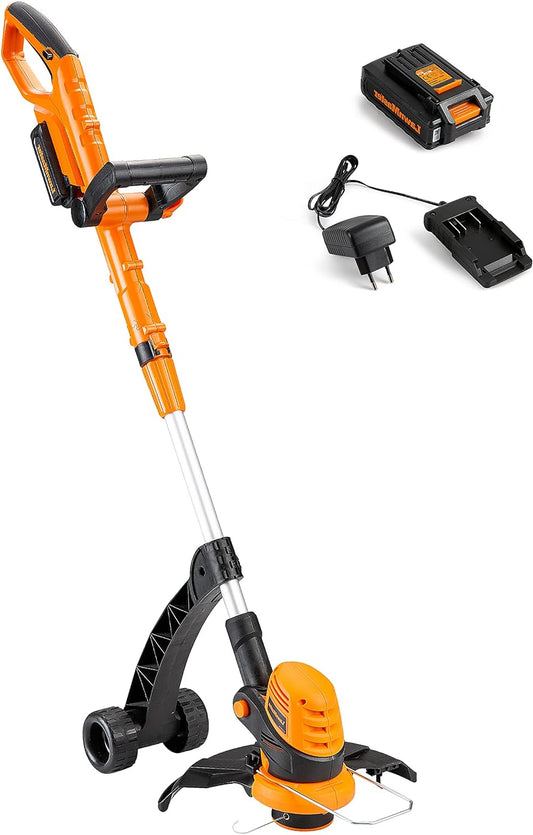 Grastrimmer – Randenknipper – Snoerloze Trimmer – Accu Grasschaar – Elektrische Trimmer – 24V 2.0Ah Lithium-Ion Batterij – Automatische Draadvoeding en Verstelbare Telescopische Steel - QUORE