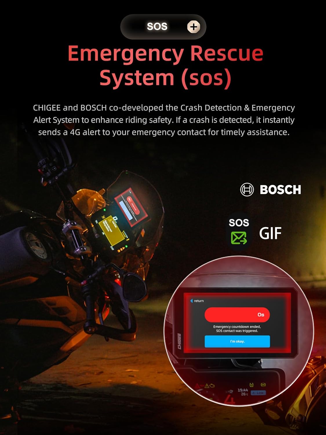 CHIGEE AIO-6 LTE 4G Motorfiets GPS Navigatie met 6 inch Display, Motorfiets Carplay Android Auto, Real-time waarschuwingen, Elektronische omheining, IP9X Waterdicht