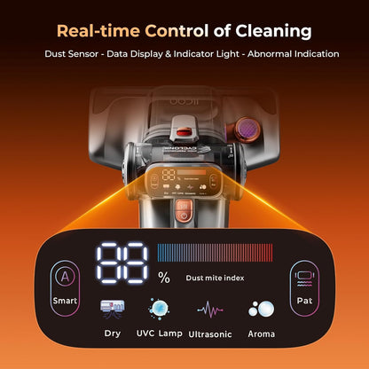 JIGOO T600 Matrasstofzuiger met UV-licht, 700W/15kPa hete lucht & 99,9% allergenenverwijdering, 60 °C ontsmetting voor bedden/banken/tapijten, luchtzuivering-aroma-negatief ion