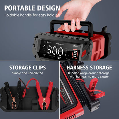 Autolader – Auto-Acculader – Batterijlader – Snelader – Accu Oplader – Intelligent 9-traps Laadproces – Geschikt voor 6V/12V/24V Lithium-ion en Loodzuur