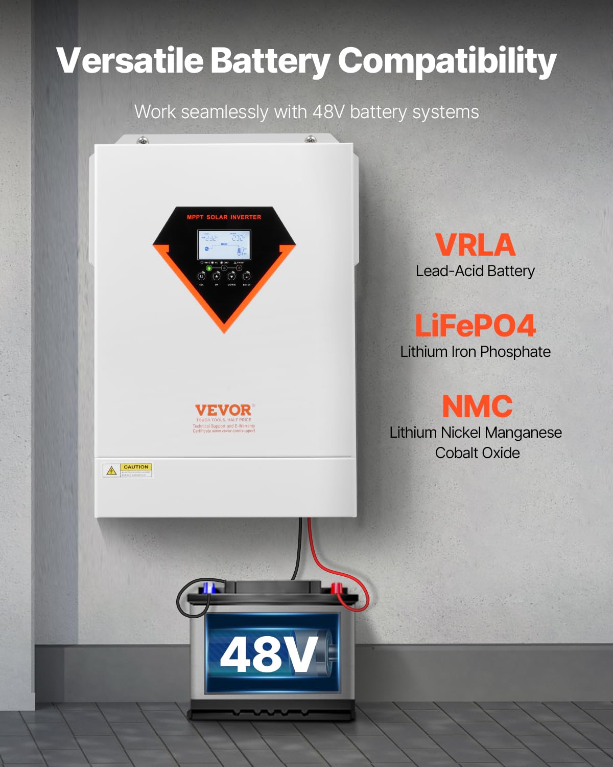 Hybride Omvormer Op Zonne-Energie – Zonne-Omvormer – Omvormerlader – MPPT Laadregelaar – Off-Grid Omvormer – 6 kW Zuivere Sinus – Geïntegreerde 120 A MPPT Voor 48 V Batterijen