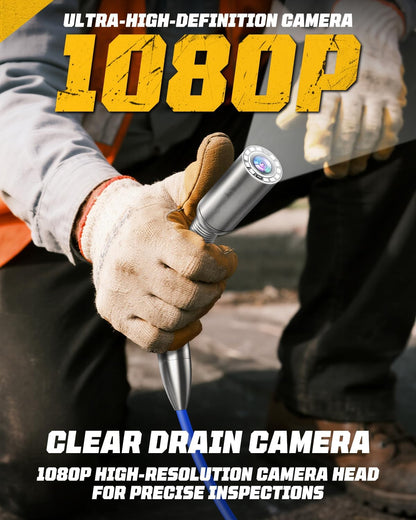Anysun Inspectiecamera met zelfnivellering, 1080P, endoscoopcamera, waterdicht, IP68, 23 mm, IPS-display, 7 mm kabel met metrische markeringen, 5100 mAh, loodgieter-inspectie-gereedschap (50 m)