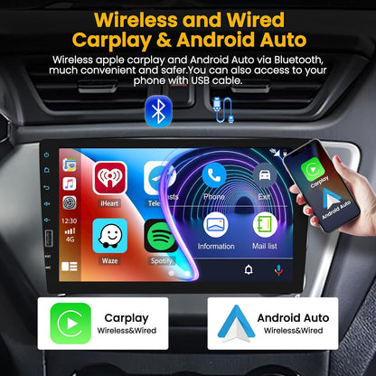 Hikity Autoradio 1 Din mit Wireless Carplay Android Auto Auto Radio Touch Display mit 9 Zoll Bildschirm Mirror Link FM USB SWC Autotadio Bluetooth mit Rückfahrkamera