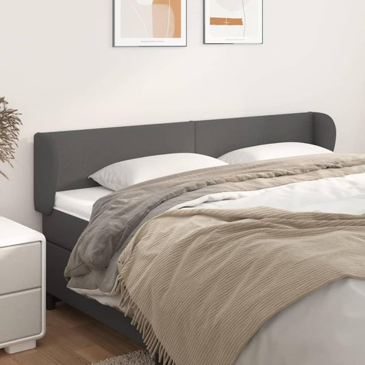 Gecheer Headboard with Ears, Grey, 203 x 23 x 78/88 cm, Faux Leather, Bed Headboard, Wall Headboard for Residence, Bedroom, Adults, Teenagers - QUORE