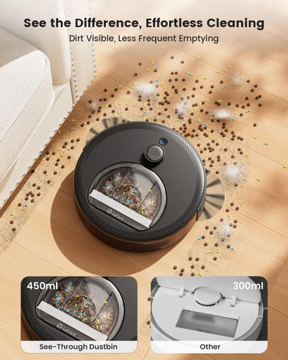Lefant M330 Pro Robotstofzuiger en Dweilrobot Met 3-In-1 Mapping, Dtof-Navigatie, 5000Pa, 150 Min, Obstakelvermijding Psd 190°, Wifi/Alexa 2,4Ghz En 5Ghz, Ideaal Voor Dierenharen en Tapijten
