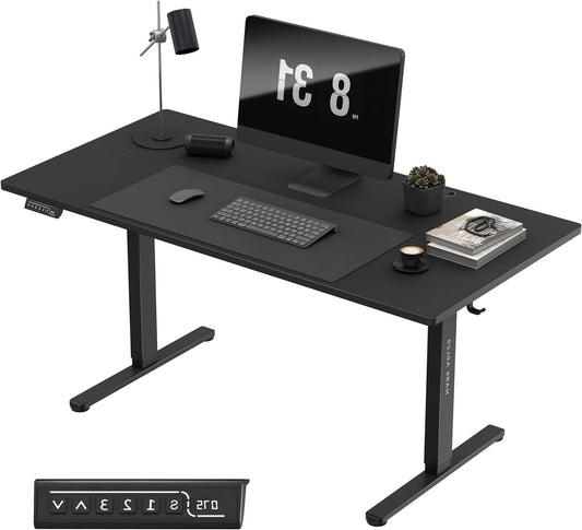MARK ADLER Leader 7.6 Black Stand Desk Height Adjustable 160 x 80 cm 3 Memory Control Touch Screen Cable Pass-Through Headphone Hook Cup Holder Black - QUORE