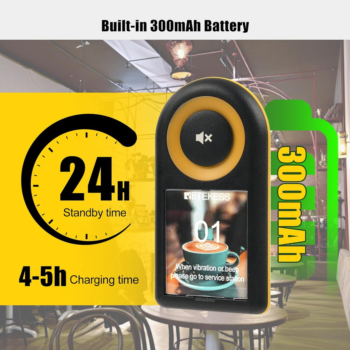 Retekess TD169 Call System Restaurant, Pager System, 500M, Alarm Outside Range, 7 Ringtones, 31 Prompt Modes, 24 Hours Stand By Time, IP67, Calling System Pager for Cafe, Bars, Hotel (20 Pagers) - QUORE