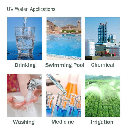 16 W UV-waterdesinfectiesysteem van roestvrij staal 304 UV-sterilisator, 2GPM ultraviolet licht waterfilter, LED & geluidsballast alarmerend, voeg extra 1 stuk UV-lamp toe