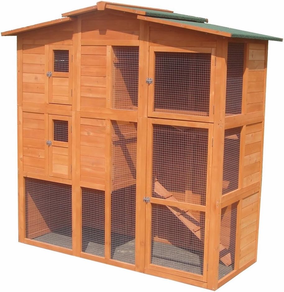 Kippenhok – Kippenren – Pluimveeverblijf – Hennenhok – XXL Kippenren Met Vloerloze Ren – Houten Constructie – 4 Nestplaatsen – Schuifdeur – Weerbestendig Dak - QUORE