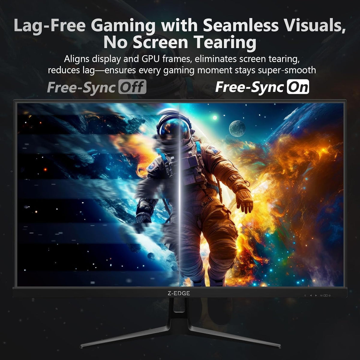 Z-Edge Gaming PC Screen 27" 2K, Fast IPS, 180HZ/165HZ, 2560x1440, 94% DCI-P3, 1ms, FreeSync, 1.07M, Ultra Thin Bezel, Adjustable Tilt Angle, 2xHDMI(144Hz), 2xDP1.4(180Hz), VESA