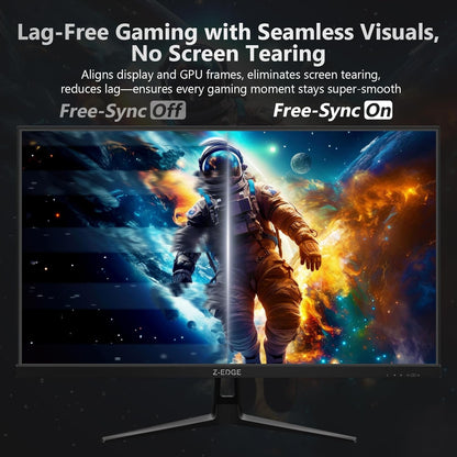 Z-Edge Gaming PC Screen 27" 2K, Fast IPS, 180HZ/165HZ, 2560x1440, 94% DCI-P3, 1ms, FreeSync, 1.07M, Ultra Thin Bezel, Adjustable Tilt Angle, 2xHDMI(144Hz), 2xDP1.4(180Hz), VESA