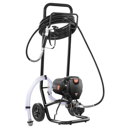 VEVOR Spuitverfsysteem, 750 W, 3000 psi, zonder lucht, met trolley, verfpistool met slang, 7,6 m, 1,2 l/min, voor schilderen binnen en buiten, benodigdheden hekken
