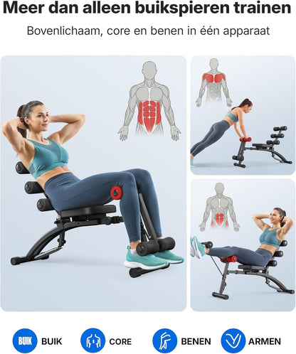 MERACH Buikspiertrainer, Verstelbare Sit-Up Bank, Abdominale Trainingsmachine voor Thuisgym voor Buik/Benen/Heupen, Max 136KG, voor Sit-Ups/Fietsen/Draaien/Benheffen etc.