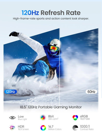 UPERFECT 18,5 Inch 120Hz Touchscreen Draagbare Monitor FHD 1080P Oogverzorging Scherm met Geïntegreerde Beugel USB C Mini HDMI voor PC Laptop Xbo Switch, Metalen Behuizing, VESA-compatibel
