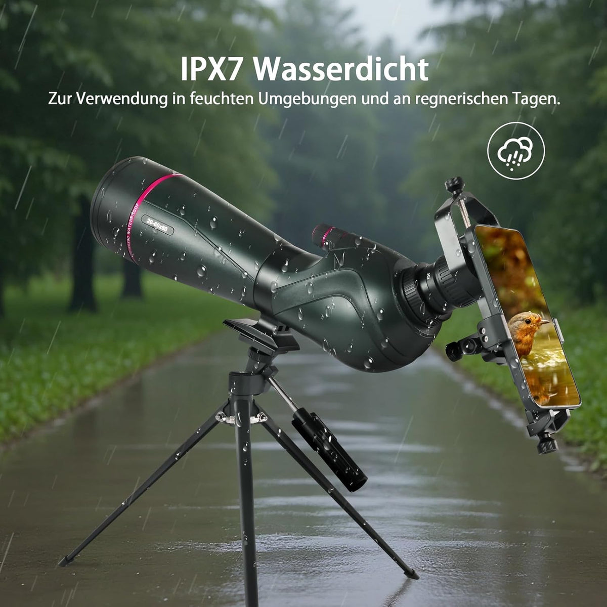 Svbony SV406 20-60x80mm Spotting Scope met Telefoonadapter, HD FMC BAK4, Dubbele Focus, 1,25'' Verwijderbaar Oculair, IPX7 Waterdicht, met Statief, Draagtas, voor Vogels Kijken, Wildlife, Landschap