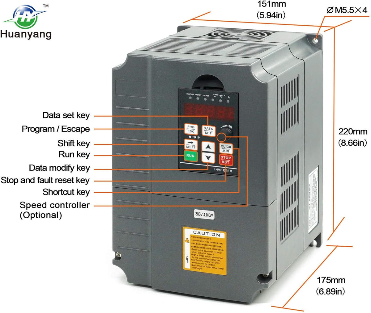 Vectorregeling Computerized Numerical Control (CNC) frequentieomvormer (VFD) van de motor, inverter, 380 V, 4,0 kW, 5,4 pk, voor spindelmotor, controle van de snelheid, Huanyang GT-serie