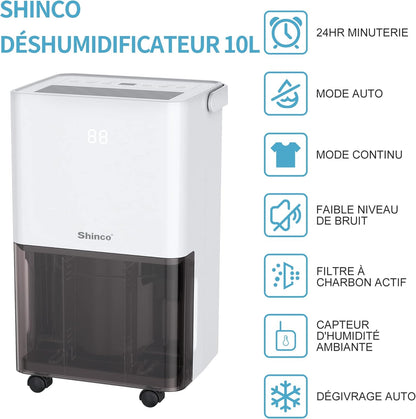 Luchtontvochtiger – Ontvochtiger – Kamerventilator – Vochtvreter – Vochtregelaar – Stil – 10 Liter per Dag – Geschikt voor 15 m²