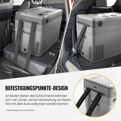 BougeRV CRPRO Compressor koelbox 12 V, 29 liter auto koelbox (-20 °C ~ 10 °C), 12/24 V DC & 110-240 V AC draagbare auto koelkast, 12 V koelkast, voor auto, camping, reizen, grijs