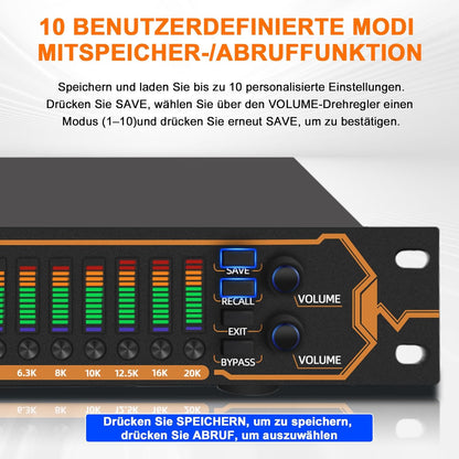 Stereo equalizer met 15-bands EQ voor thuisaudiosysteem, dual-channel DJ-equalizer
