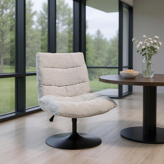 Meuble Cosy Eetkamerstoel, draaibaar, in hoogte verstelbaar, rugleuning kantelbaar, zonder armleuningen, van chenille-stof, belastbaar tot 120 kg, grijs