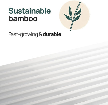 Bamboe Bank - Keukenbankje - Eetkamerbank - 90 x 33 x 43 cm - Eetbank Van Bamboe - Ingangsbank - Comfortabele Halbank - Zitbank Eetkamer Houten Bank Zonder Rugleuning (Wit)