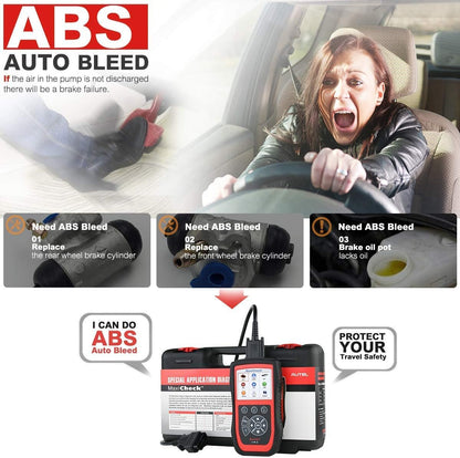 Autel MaxiCheck Pro Autoontluchtingsscantool voor het ontluchten van ABS-remmen, OBD2 ABS SRS diagnosescanner, oliereset, BMS, EPB, airbag, SAS-diensten voor bepaalde voertuigen
