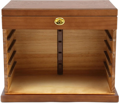 OUKANING 6 Layers Jewelry Box Wood Vintage Jewelry Box with Drawers, High Quality Hinges and Refined Handles, Freestanding Jewelry Box, Gift (Brown, With Mirror+Key Lock) - QUORE
