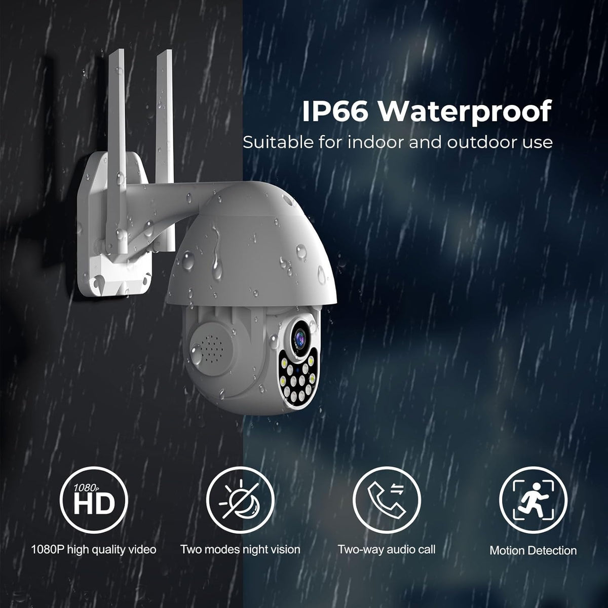 Draadloos huisalarmsysteem met 1080P IP66 waterdichte camera, doe-het-zelf wifi-alarmsysteem voor thuisbeveiliging met app-waarschuwing, bewegingsmelder, deursensoren, sirene, compatibel met Alexa en