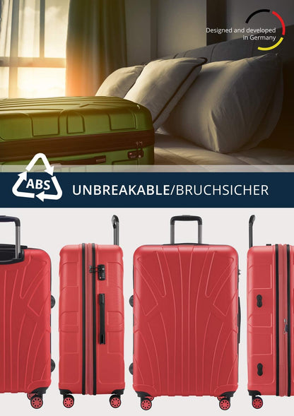 Suitline Grote koffer 76 x 53 x 31 cm ABS harde schaal uitbreidbaar (96-110 L) met TSA slot 4 dubbele wielen telescopische handgreep trolley, Koraal