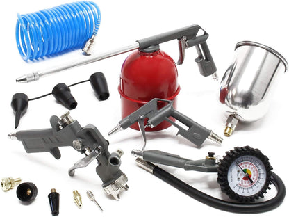 Luchtcompressor – Persluchtcompressor – Compressor – Bandenpomp – Sproeipistool – 24 Liter Luchtreservoir – Inclusief 13-Delige Persluchtset
