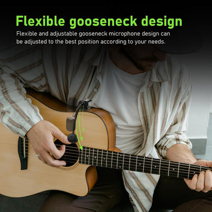 Draadloze Microfoon Voor Akoestische Gitaren – Gitaarmicrofoon – Clip-On Microfoon – Instrumentmicrofoon – Zwanenhals Microfoon – Stabiele UHF-Verbinding Tot 40 M – Flexibele Zwanenhals