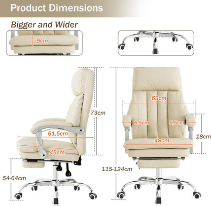 Relaxstoel – Fauteuil – Bureaustoel – Loungestoel – Ligstoel – Ergonomisch Ontwerp – PU Leer Met Voetensteun