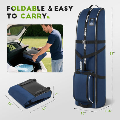 Findway Golf Reistas met Wielen, 900D Zwaar Oxford Slijtvast/Waterproof Gevoerd, Premium, Extra Verwijderbaar Pad voor Club Protectie Luchtvaart