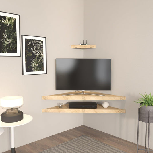 Stijlvol eiken tv-standaard, 120 cm breed, 5 cm hoog, 49 cm diep, 100% melamine gecoat, 8 mm dik, perfect voor moderne woonkamers