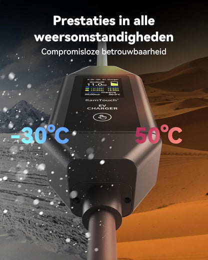 Laadkabel Type 2 – EV-laadkabel – Oplaadkabel Elektrische Auto – Mobiele Lader – Thuislader – 11 kW 3-fase – Instelbare Stroom 6A-16A Met Timer & Vertraging