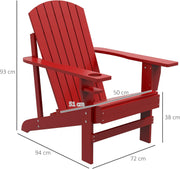 Adirondack - Tuinstoel - Relaxstoel - Ligbank - Ergonomische Rugleuning - Stevige - voor Tuin - Balkon - Terras - Sparrenhout - 72 x 94 x 93 cm - Rood