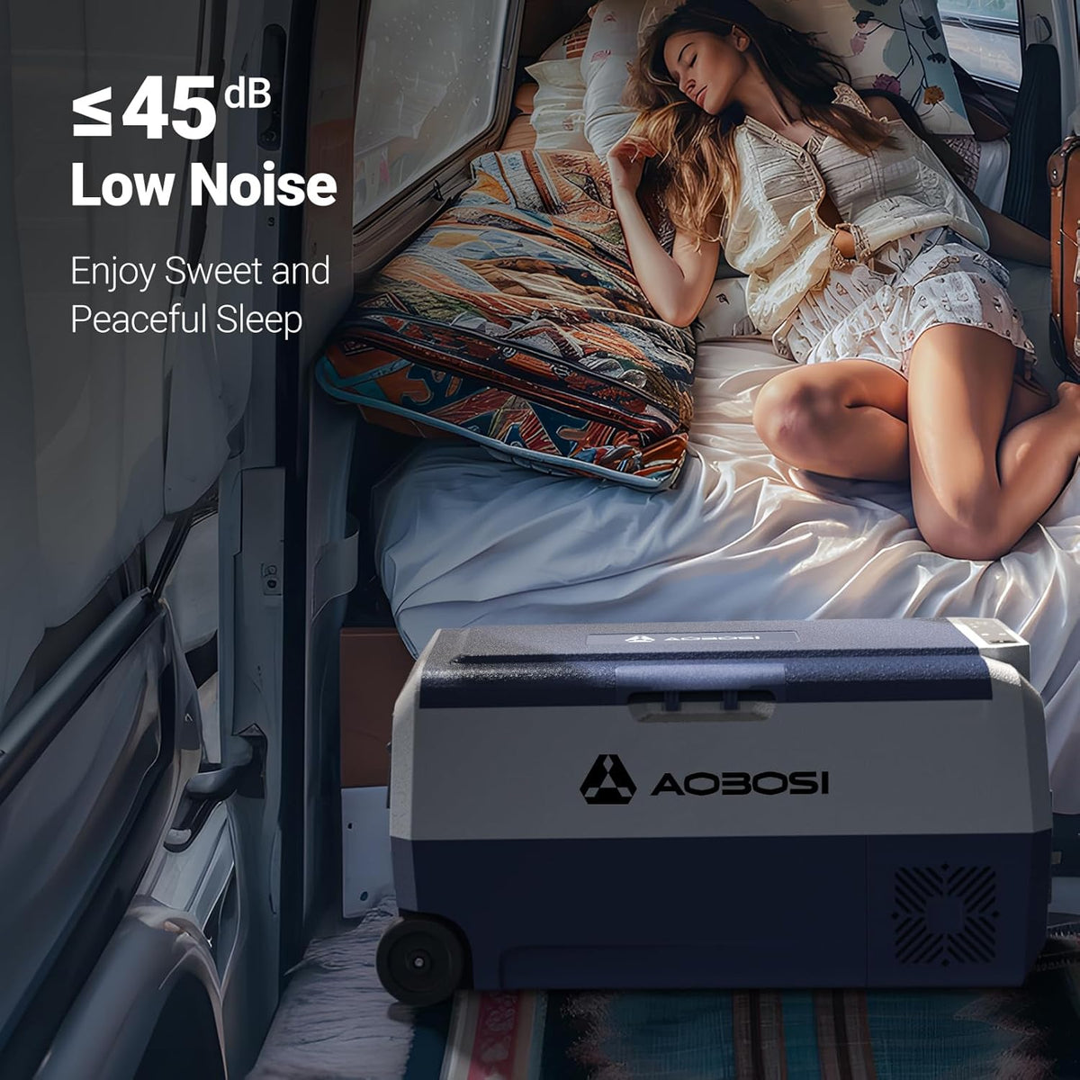 AAOBOSI Compressor-koelbox, 36 l, koelbox auto met wifi-app-bediening, 12/24 V en 100-240 V, elektrische koelbox, tot -20 °C, voor auto, vrachtwagen, boot, camper, camping, afzonderlijke zone