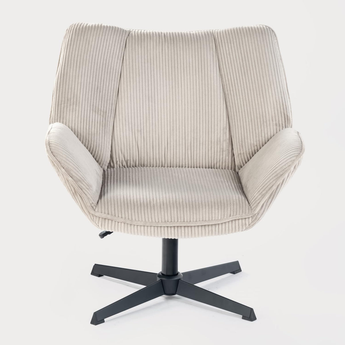 MEUBLE COSY Padded swivel chair for living room, bedroom, office, reclining chair with thick seat, backrest and armrests made of ribbed velvet, taupe - QUORE