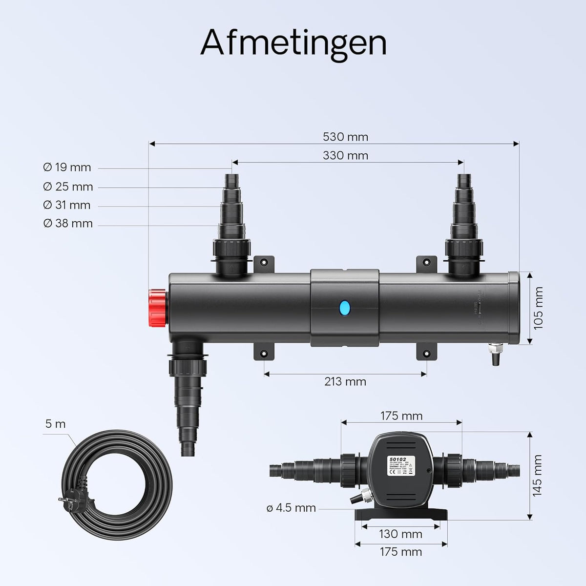 Filterset vijverfilter 60.000l SuperEco pomp 80W UVC zuiveraar 36W fontein slang 25m