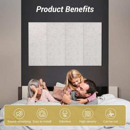 TONOR Grote akoestische panelen, zelfklevend, 112 x 55 cm, geluidsisolatieplaten, akoestische platen voor wandbekleding, akoestische behandeling en wanddecoratie, studio, huis, kantoor, zwart