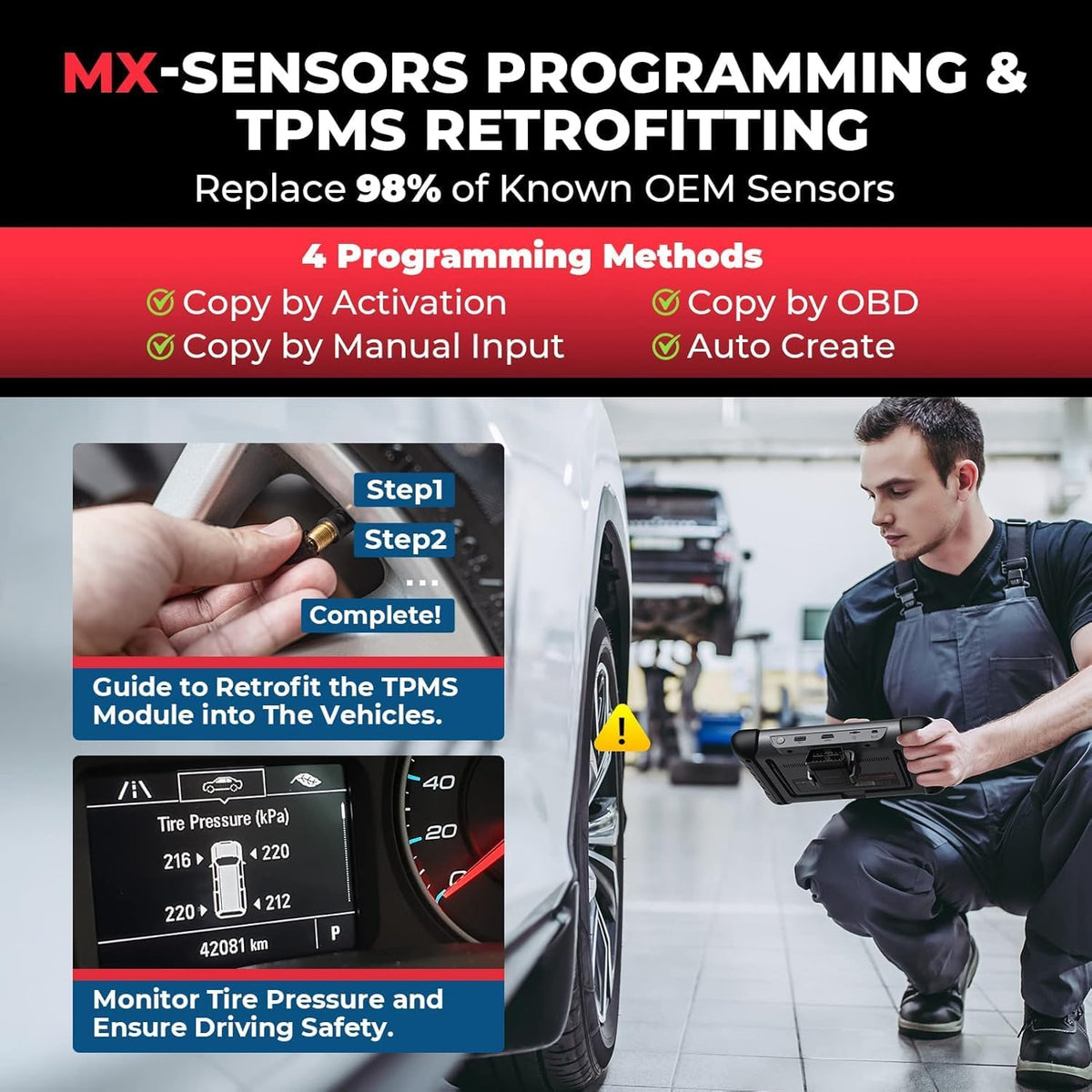 OBD2 Diagnoseapparaat – Autodiagnose Tablet – Foutcode Scanner – TPMS Tester – Reset Tool – Complete Systeemdiagnose – Bluetooth & WiFi Verbinding
