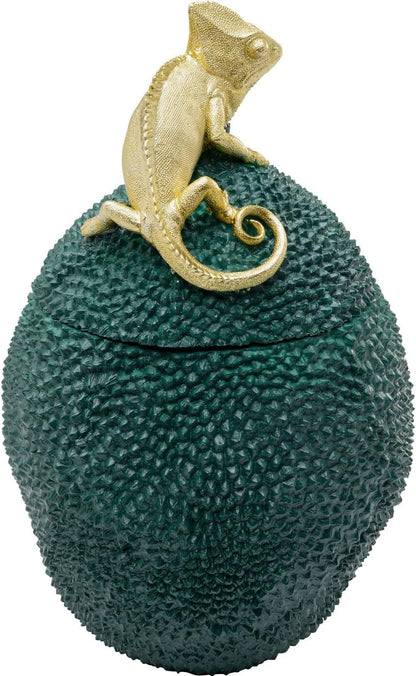 Kare Design deco blik Jackfruit kameleon, groen, 41x26x27 cm, bewaardoos, kameleon motief, handgemaakt, woonkamer