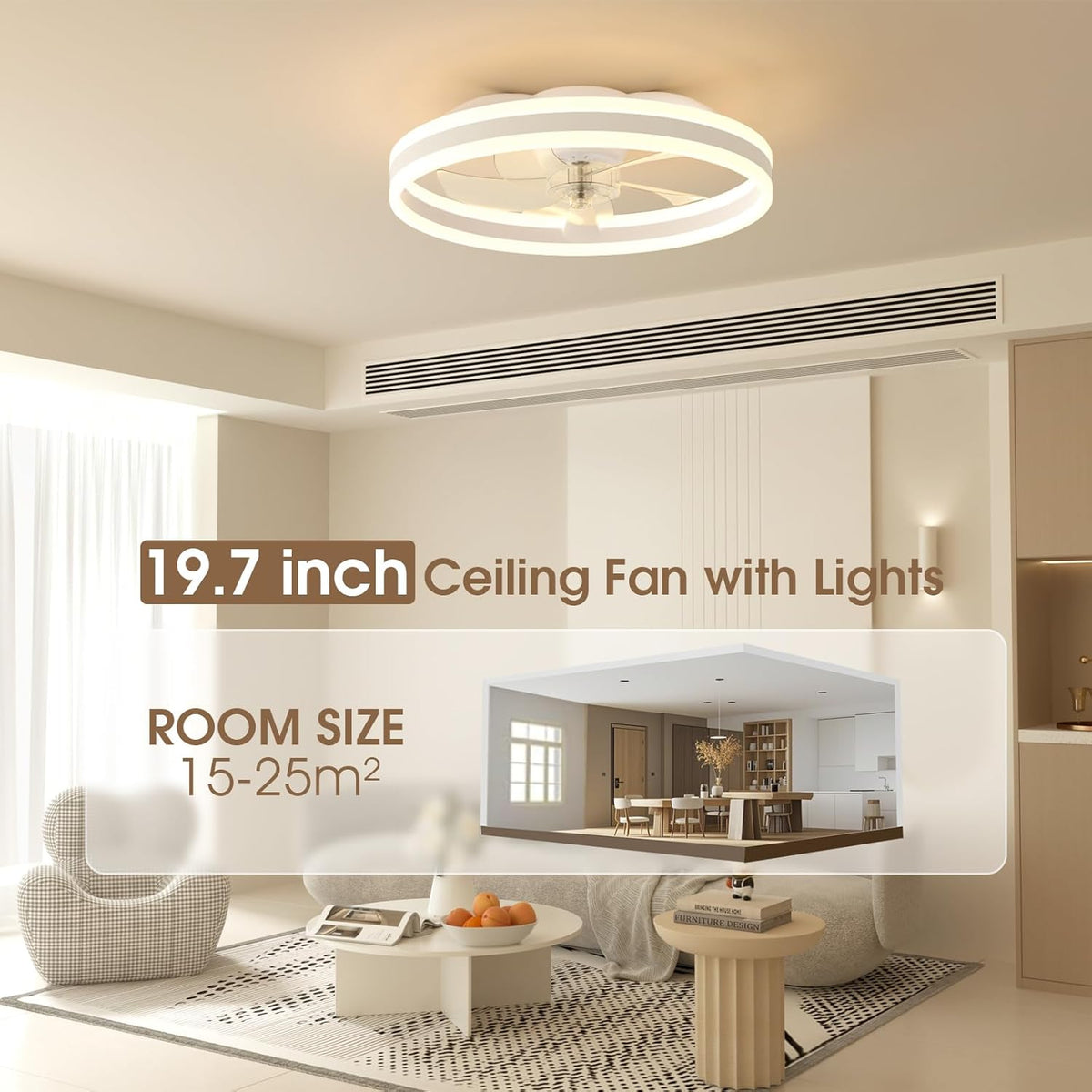NIORSUN 19.7 LED plafondlamp met ventilator wit