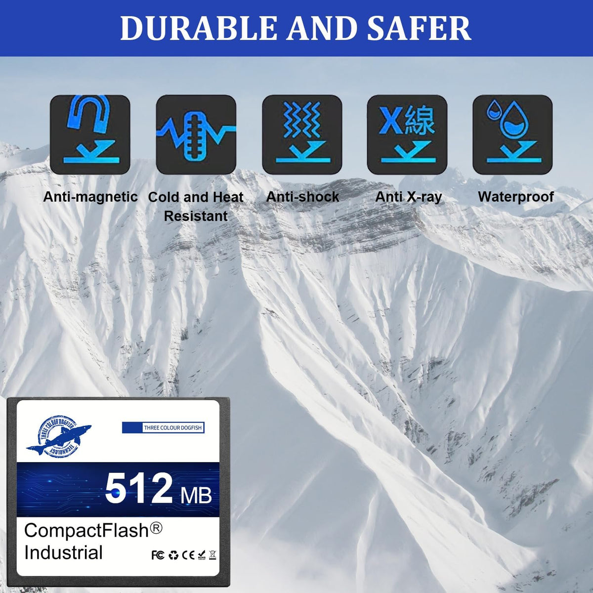 Dogfish Compact Flash geheugenkaart, 512 MB, 10 stuks, industriële CF Card type I voor industriële apparaten, CNC-machines, ingebedde systemen en oude camera's
