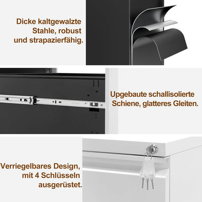 Archiefkast met 3 laden en slot, wit, OFC231W01