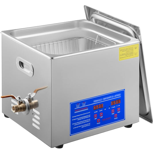 Ultrasoonreiniger – Ultrasone Reiniger – Brillenbad – Sieradenreiniger – Reinigingsapparaat – 15 Liter Capaciteit – Roestvrij Stalen Reservoir – Instelbare Digitale Timer en Verwarming - QUORE